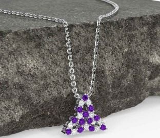 Diamond Amethyst White Gold Celtic Trinity Knot Necklace