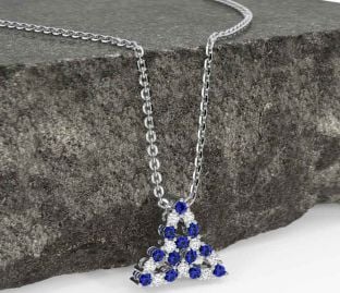 Diamond Sapphire White Gold Celtic Trinity Knot Necklace