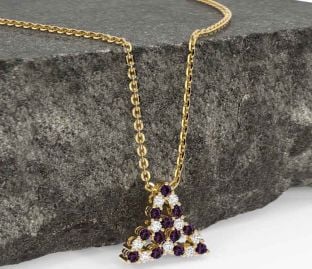 Diamond Alexandrite Gold Celtic Trinity Knot Necklace