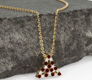 Diamond Garnet Gold Celtic Trinity Knot Necklace