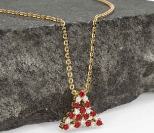 Diamond Ruby Gold Celtic Trinity Knot Necklace