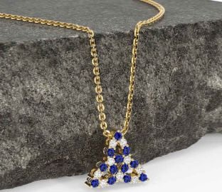 Diamant Saphir Gold keltisch Dreieinigkeit Knoten Halskette