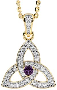Diamond Alexandrite Gold Silver Celtic Trinity Knot Necklace