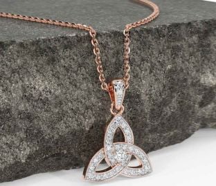 Diamond Rose Gold Celtic Trinity Knot Necklace