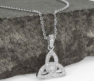 Diamond White Gold Celtic Trinity Knot Necklace