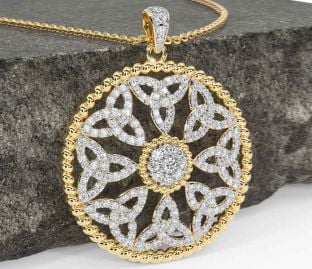 Diamond Gold Celtic Trinity Knot Necklace