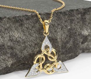 Diamond Gold Silver Celtic Necklace