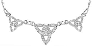 Diamond Silver Celtic Trinity Knot Necklace