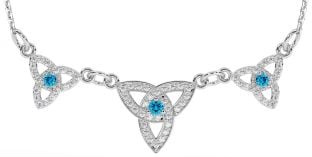 Diamond Topaz Silver Celtic Trinity Knot Necklace