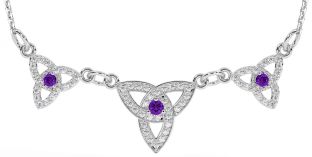 Diamond Amethyst White Gold Celtic Trinity Knot Necklace