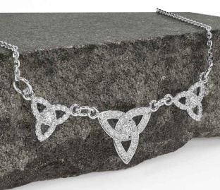 Diamond White Gold Celtic Trinity Knot Necklace
