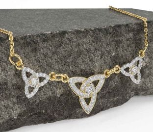 Diamond Gold Celtic Trinity Knot Necklace