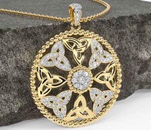 Diamond Gold Silver Celtic Trinity Knot Necklace