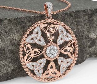 Diamond Rose Gold Celtic Trinity Knot Necklace