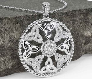Diamond White Gold Celtic Trinity Knot Necklace