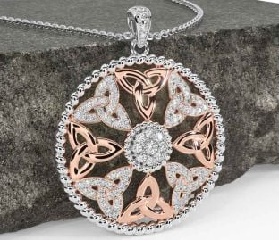 Diamond White Rose Gold Celtic Trinity Knot Necklace