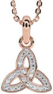 Diamond Rose Gold Celtic Trinity Knot Necklace