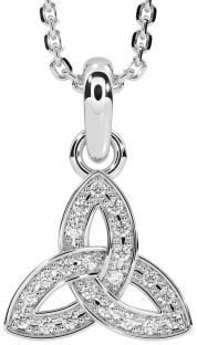 Diamond Silver Celtic Trinity Knot Necklace