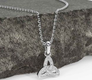 Diamond White Gold Celtic Trinity Knot Necklace
