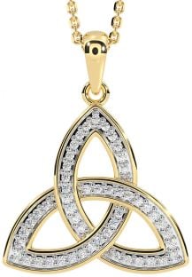 Diamond Gold Silver Celtic Trinity Knot Necklace