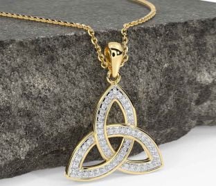 Diamond Gold Silver Celtic Trinity Knot Necklace