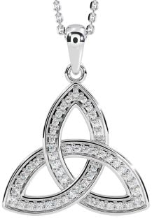 Diamond Silver Celtic Trinity Knot Necklace