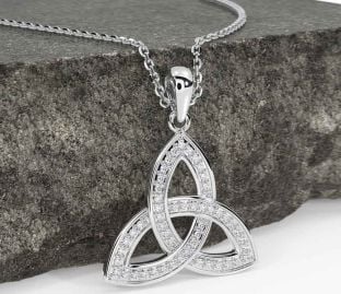 Diamond White Gold Celtic Trinity Knot Necklace