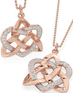 Diamond Rose Gold Celtic Knot Heart Necklace