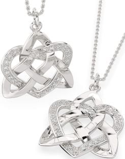 Diamond White Gold Celtic Knot Heart Necklace