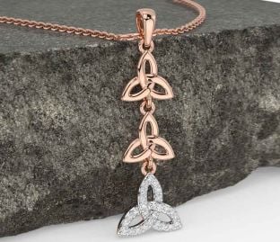 Diamond Rose Gold Celtic Trinity Knot Necklace