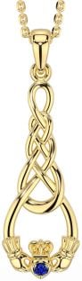 Saphir Gold Silber keltisch Claddagh Halskette