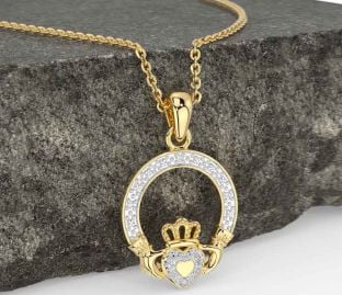Diamond Gold Claddagh Necklace