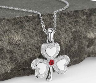 Diamant Rubín stříbrný Trojlístek Náhrdelník