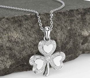 Diamond White Gold Shamrock Necklace