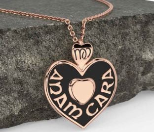 Rose Gold Black Rhodium Irish "My Soul Mate" Heart Necklace
