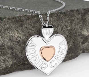 White Rose Gold Irish "My Soul Mate" Heart Necklace
