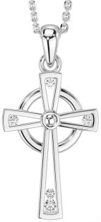 Diamond Silver Celtic Cross Necklace