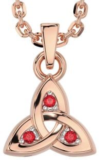 Ruby Rose Gold Silver Celtic Trinity Knot Charm Necklace