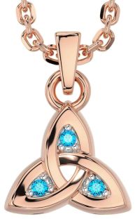 Topaz Rose Gold Silver Celtic Trinity Knot Charm Necklace