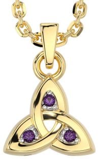 Alexandrite Gold Silver Celtic Trinity Knot Charm Necklace