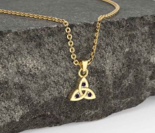 Alexandrite Gold Silver Celtic Trinity Knot Charm Necklace