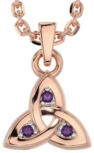 Alexandrite Rose Gold Celtic Trinity Knot Charm Necklace