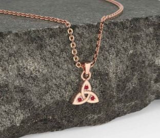 Ruby Rose Gold Celtic Trinity Knot Charm Necklace