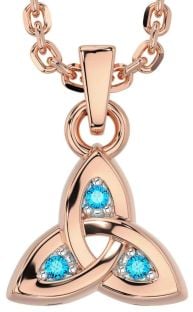 Topaz Rose Gold Celtic Trinity Knot Charm Necklace
