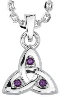 Alexandrite Silver Celtic Trinity Knot Charm Necklace