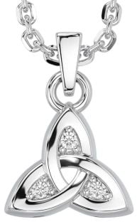 Diamant Silber keltisch Dreieinigkeit Knoten Charme Halskette