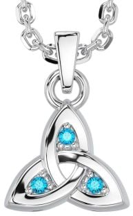 Topaz Silver Celtic Trinity Knot Charm Necklace