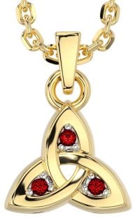 Garnet Gold Celtic Trinity Knot Charm Necklace
