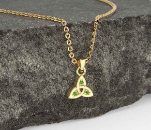 Peridot Gold Celtic Trinity Knot Charm Necklace