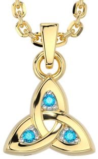 Topaz Gold Celtic Trinity Knot Charm Necklace